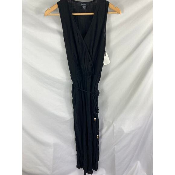 NWT Karen Kane Sleeveless Linen Blend Crop Jumpsuit Black Size XS - Picture 2 of 6